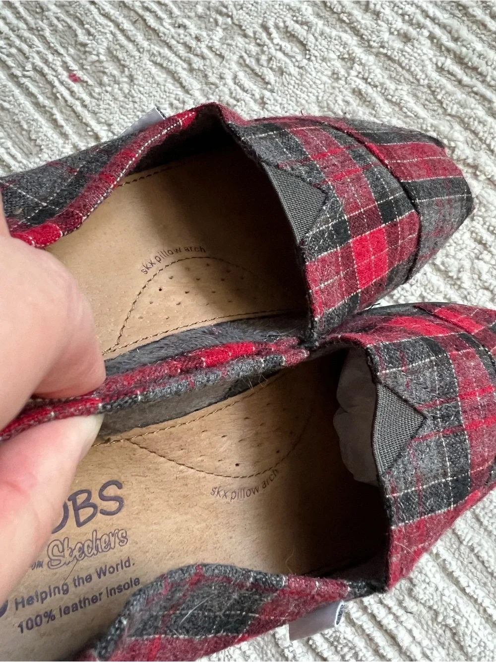 BOBS Plaid Slip-On Shoes in Red and Black